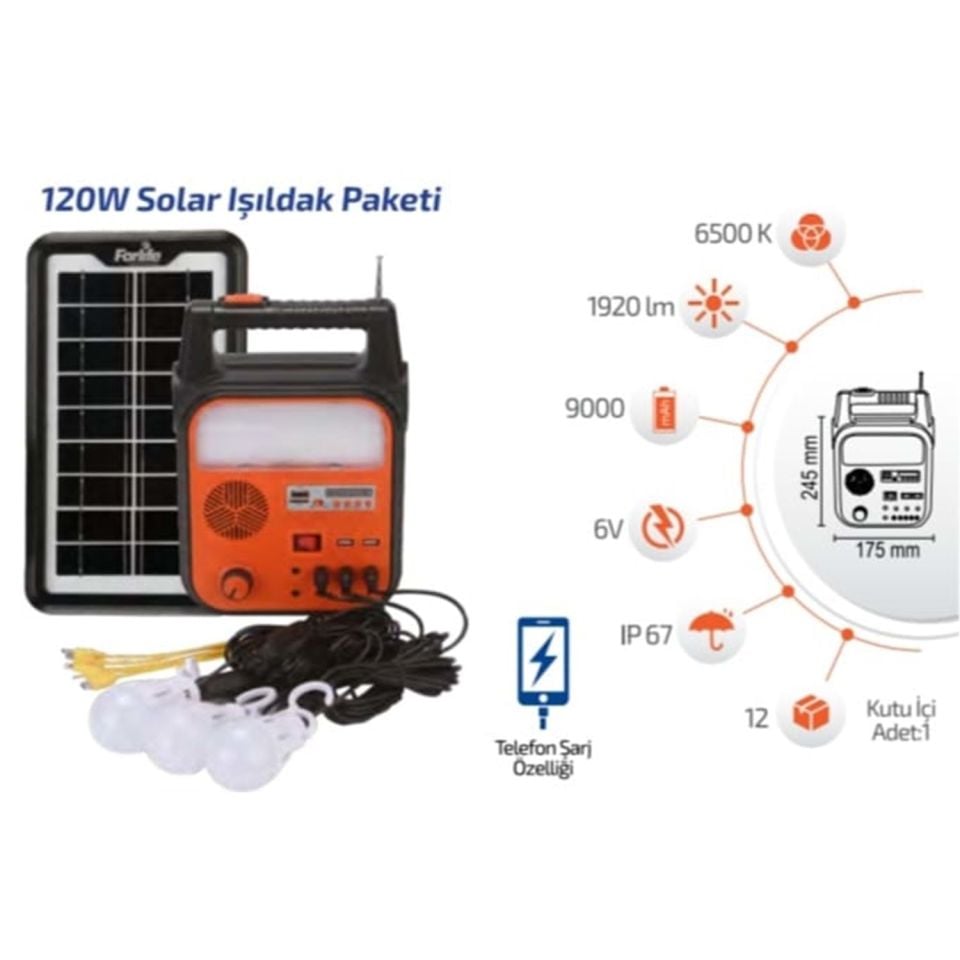 SolarBurda 120W Solar Işıldak Paketi