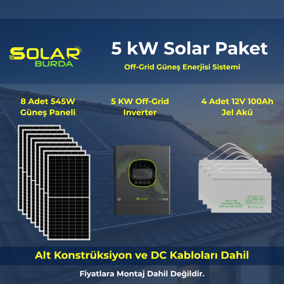 5 kW Solar Paket – Off Grid Akülü Güneş Enerjisi Sistemi