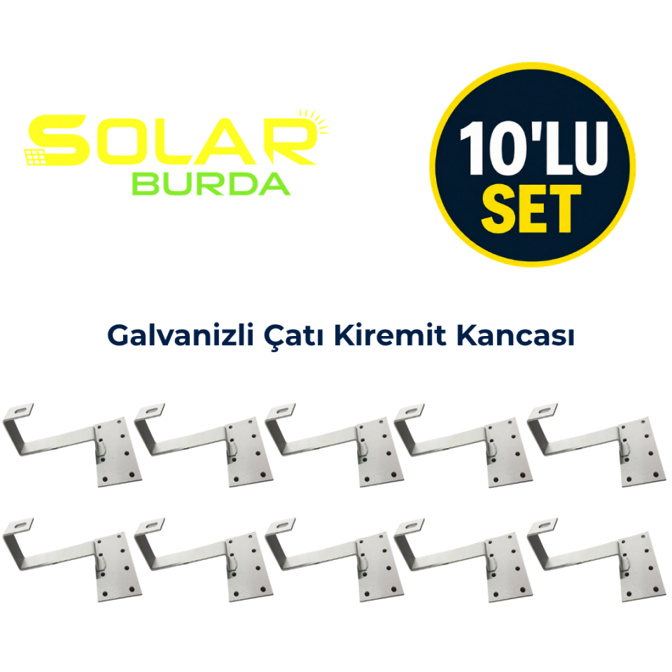Galvanizli Güneş Paneli Sabit Kiremit Çatı Kancası Solar Montaj Aparatı 10’lu Set