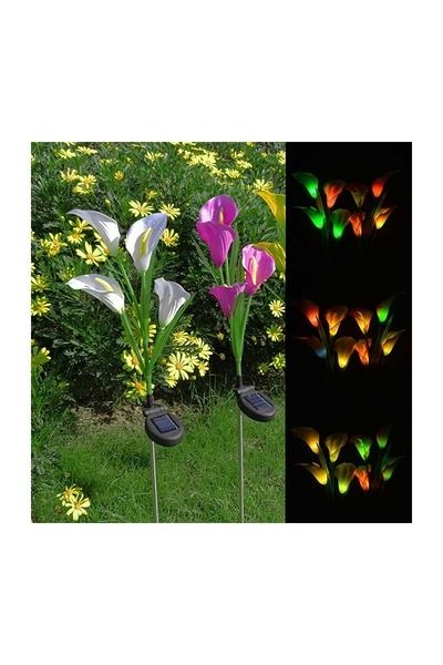 Solar Burda Rgb 4W Beyaz Leylak Kazıklı Çiçek Solar Çim Armatürü