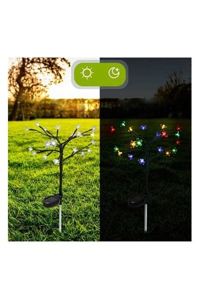 Solar Burda 10W Rgb Sakura Kazıklı Çiçek Solar Çim Armatürü