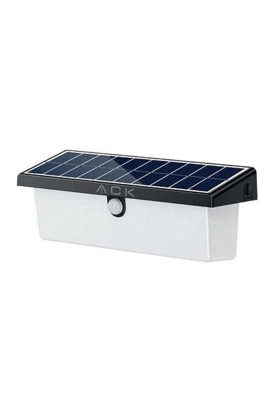Ack Ag60-03851 211mmx112mmx120mm Dımlı Ip54 Sıyah Solar Led Duvar Aplıgı